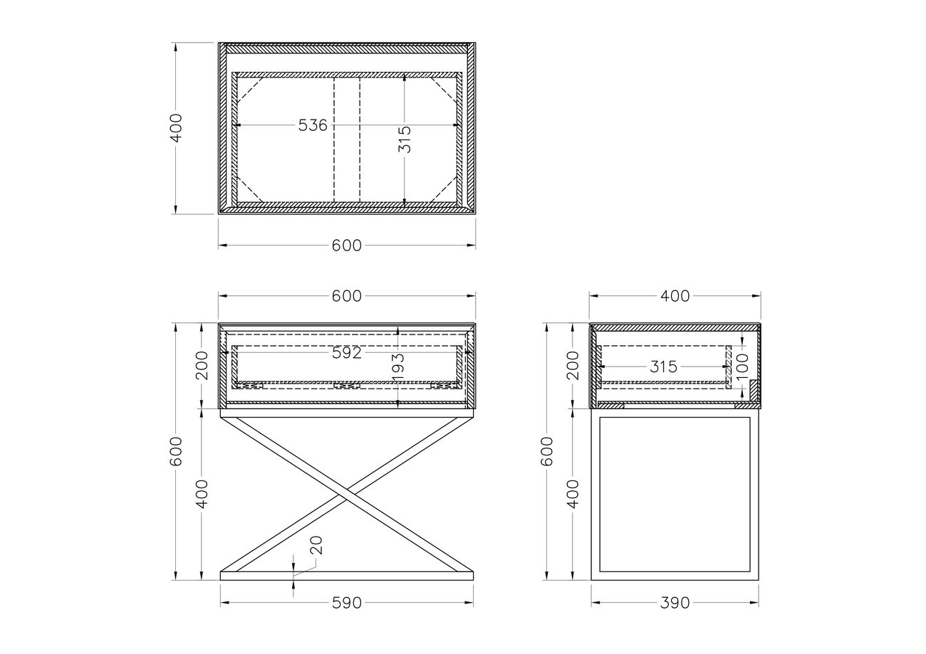 KFG090 Тумба с матовой зерк.отделкой каркас металл.  60*40*60см