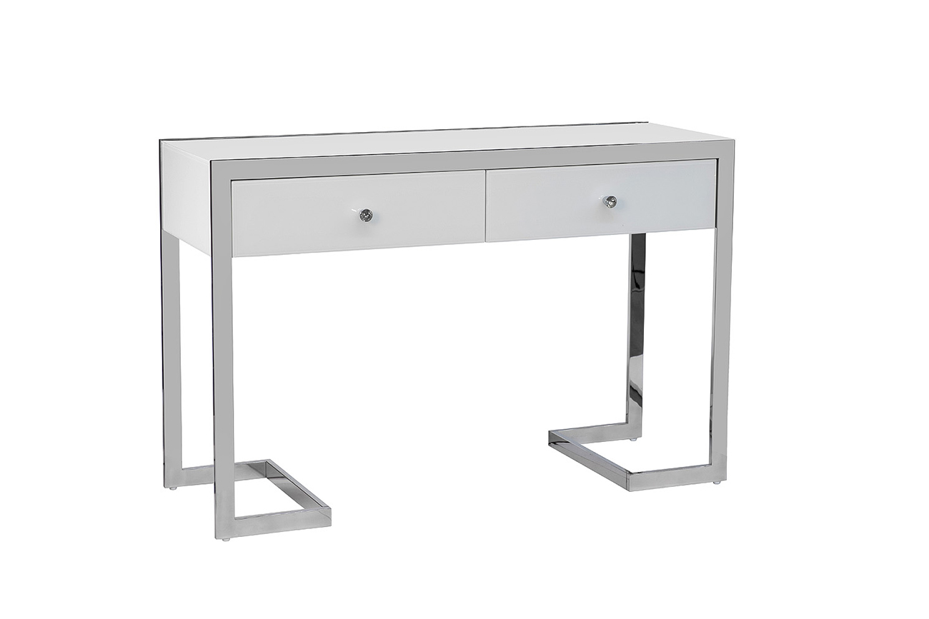 KFG103 Консоль 2 ящика белая/хром  120*42*79см