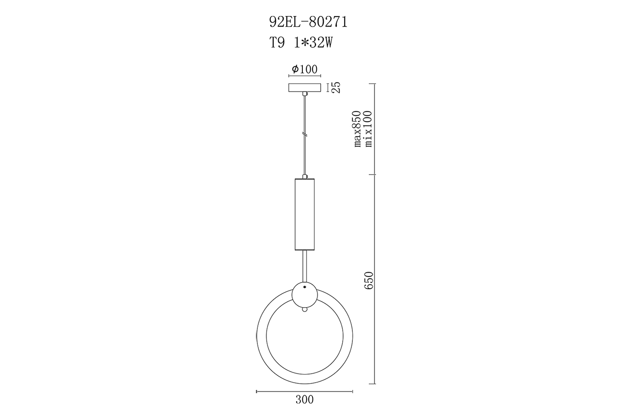 92EL-80271 Светильник подвесной латунь, h100см