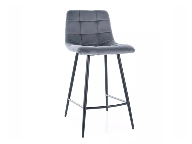 Стул барный MILA H-2 Velvet Bluvel 14 серый/черный мат