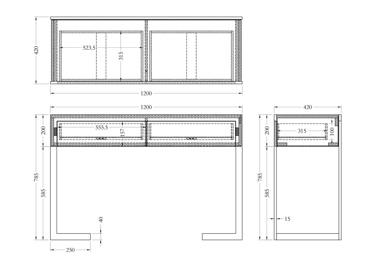 KFG103 Консоль 2 ящика белая/хром  120*42*79см