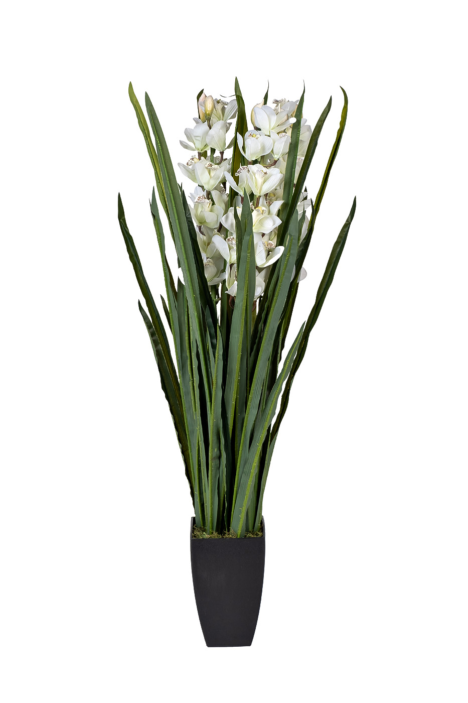 29BJ-911-45 Орхидея Цимбидиум (Cymbidium) искусств. белая в горшке h110 см