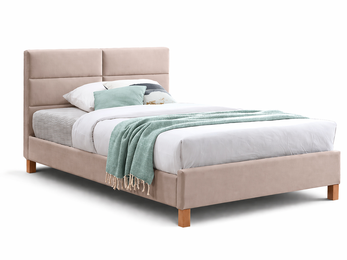 Кровать SIERRA Velvet Bluvel 28 бежевый/дуб, 120/200