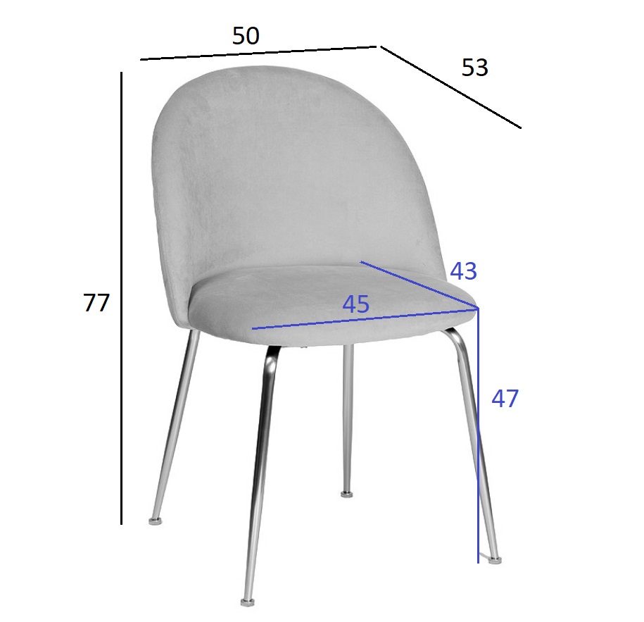 30C-301-1G LPI Стул велюр пепельно-розовый, мет.ножки 50*53*77см