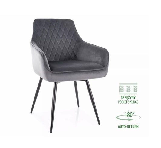 Стул SIGNAL MARLO Velvet Bluvel 14 серый/черный, поворотный