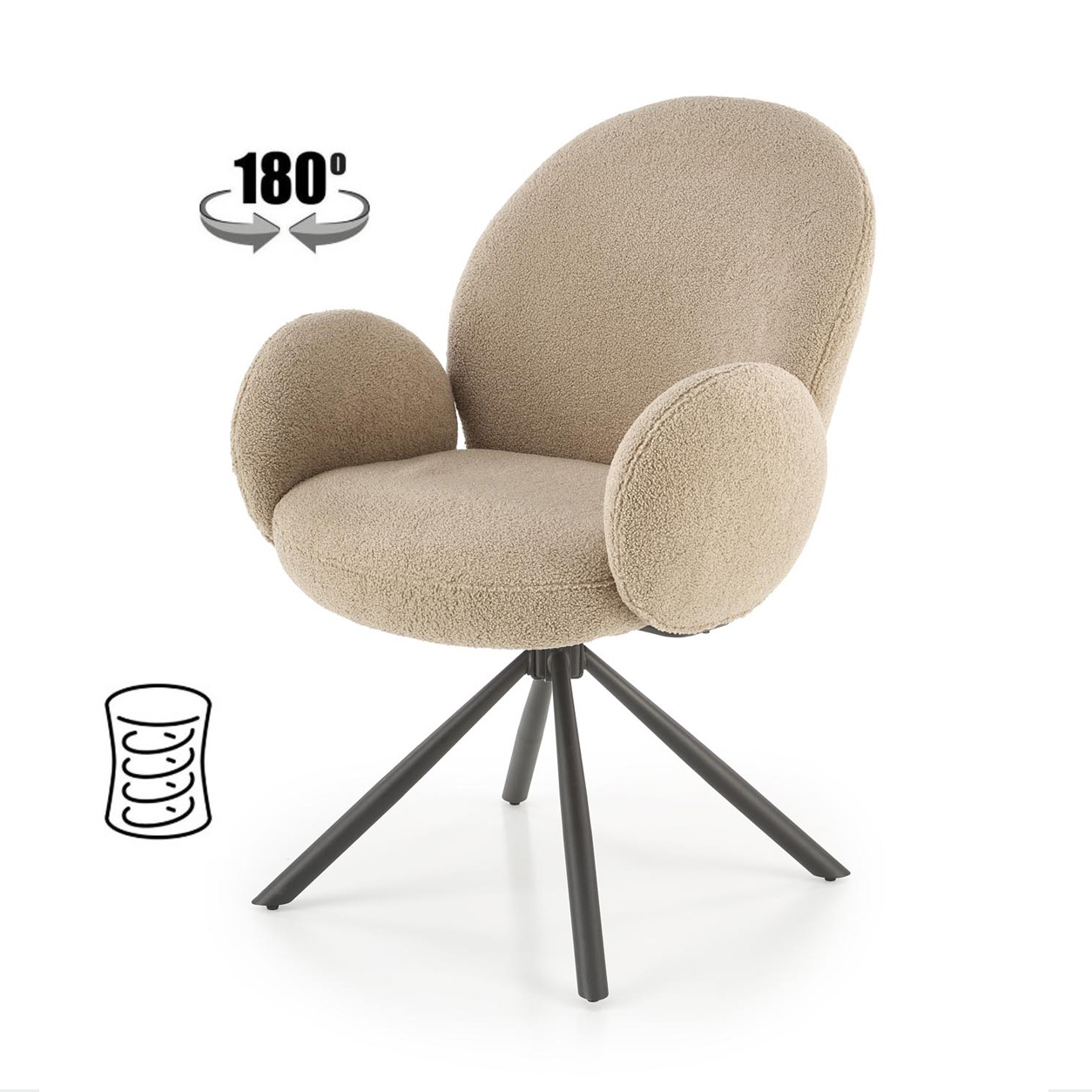 Стул HALMAR K498 капучино/черный, поворотный