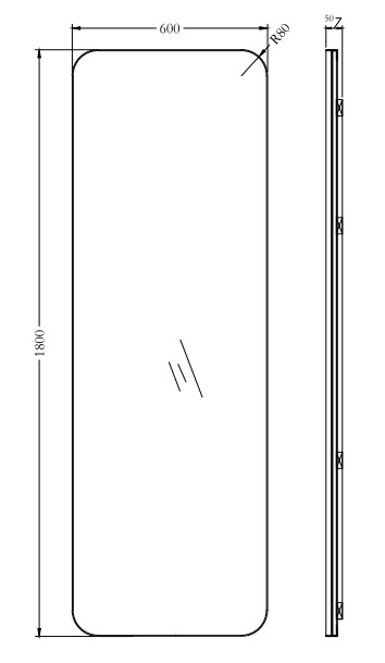KFG099 Зеркало в металлической раме цвет хром 60*180см