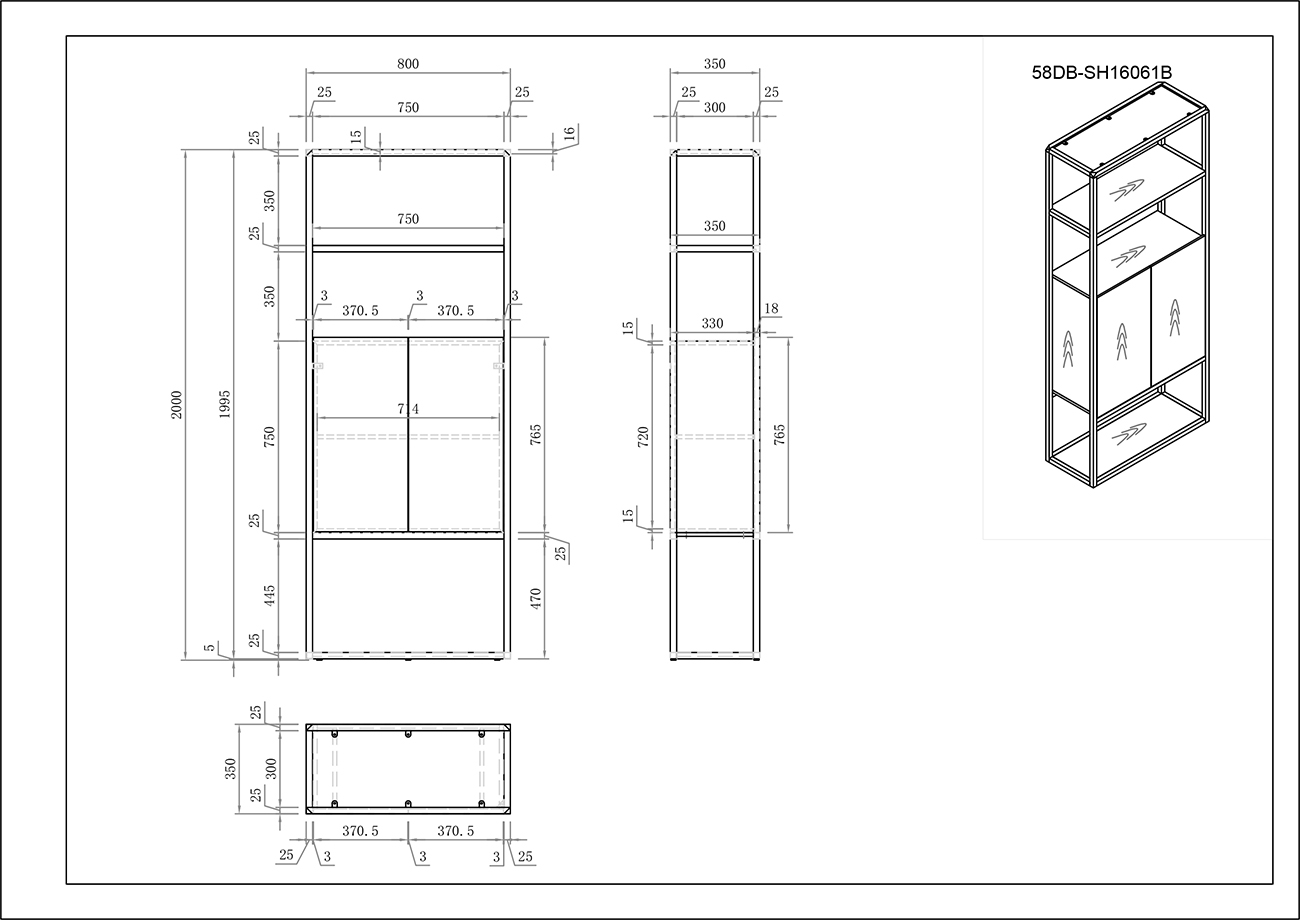 58DB-SH16061B Стеллаж Космос (Space) тип B 80*35*200см