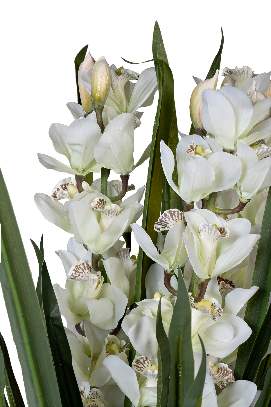 29BJ-911-45 Орхидея Цимбидиум (Cymbidium) искусств. белая в горшке h110 см