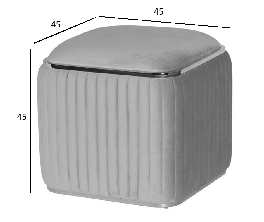 102AN-PUF-1300-SER Пуф Гларус (Glarus), велюр серый 45*45*45 см