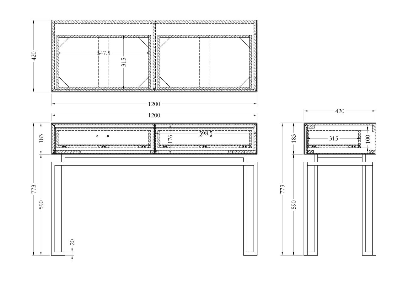 KFG058 Консоль черная 2 ящика  120*42*77см