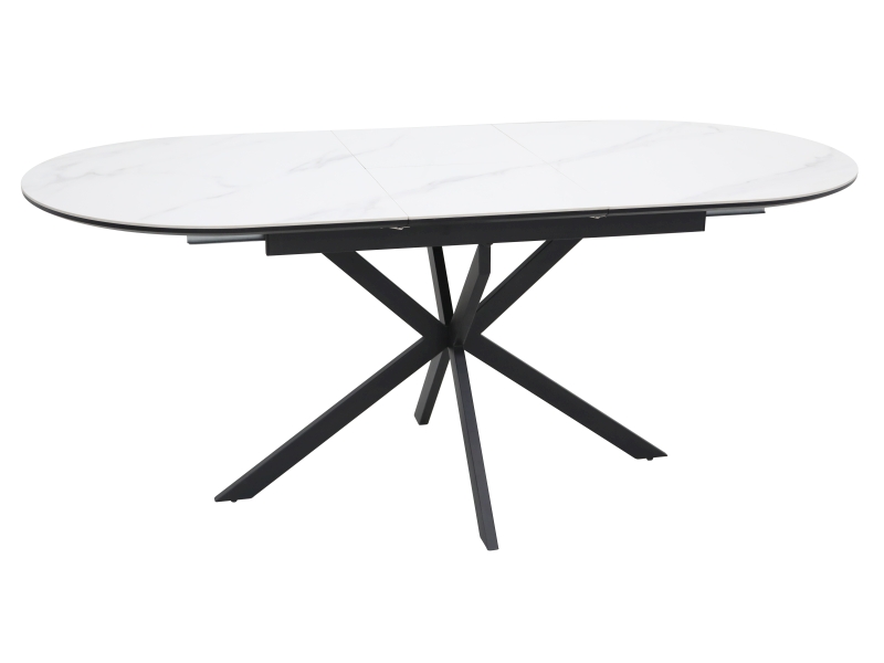 Стол обеденный GASTON Ceramic белый/черный 140-180/80