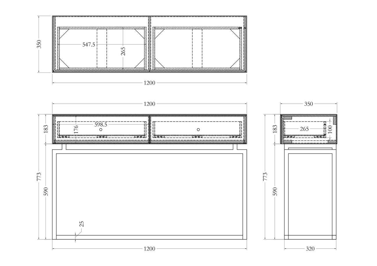 KFG075 Консоль зеркальная с двумя ящиками 120*35*77см
