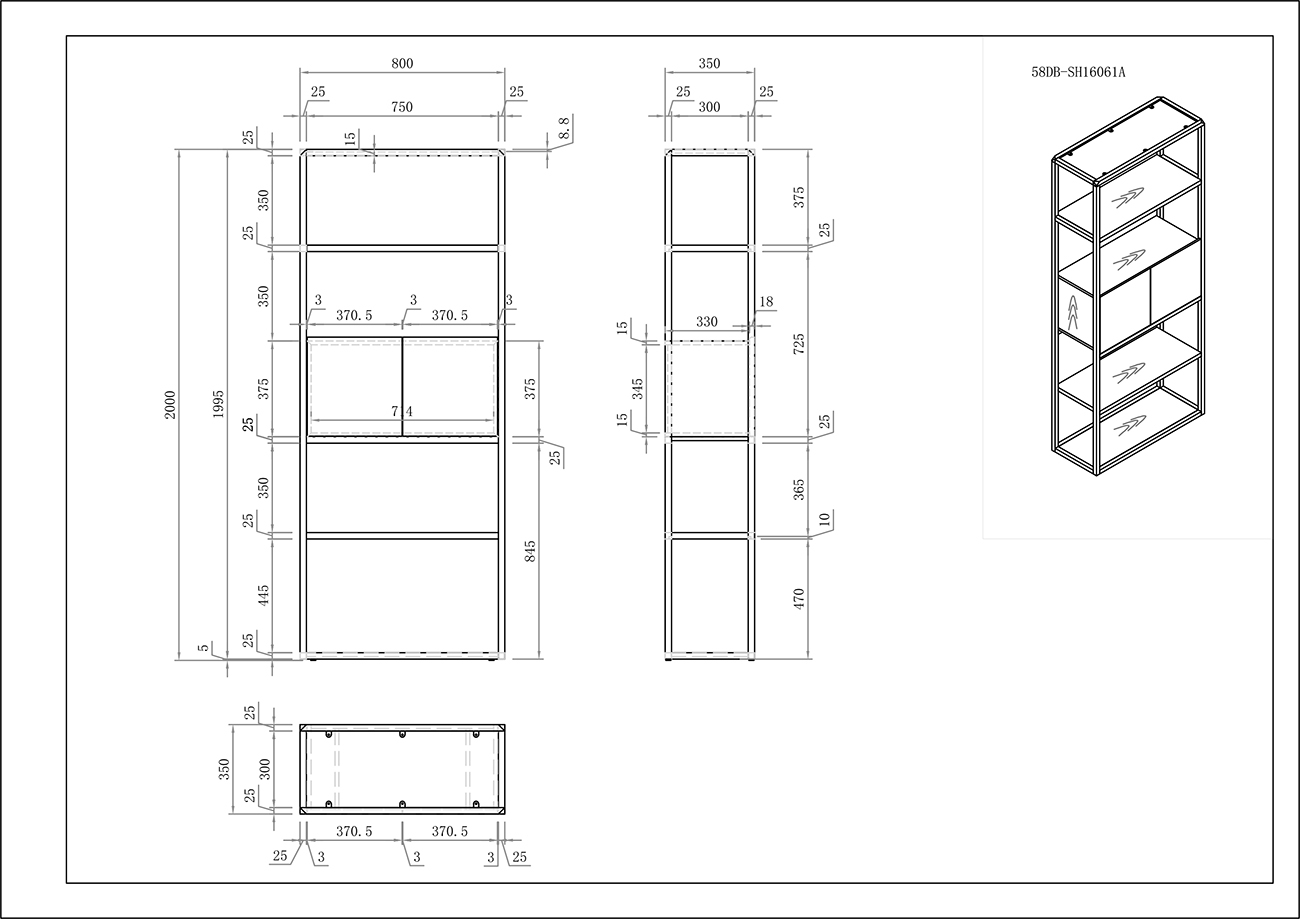 58DB-SH16061A Стеллаж Space тип А 80*35*200см