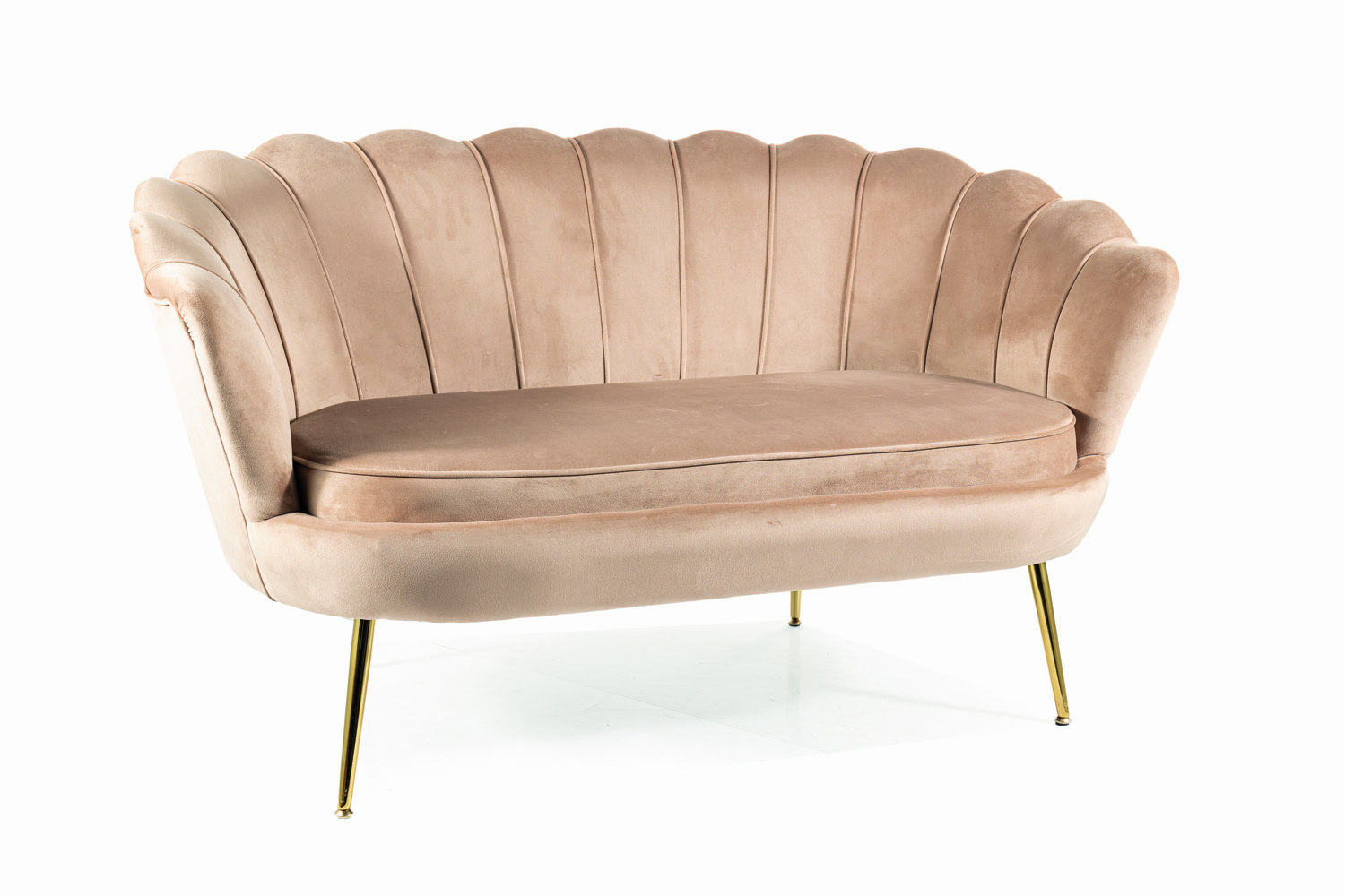 Диван  CAMELLIA 2 Velvet Bluvel 28 (бежевый/золотой)