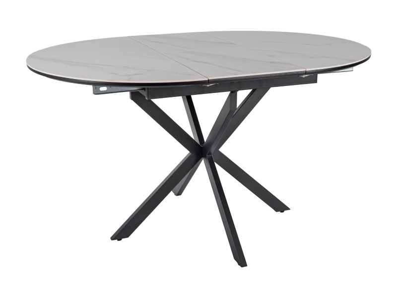 Стол обеденный GASTON Ceramic белый/черный 100-135/100