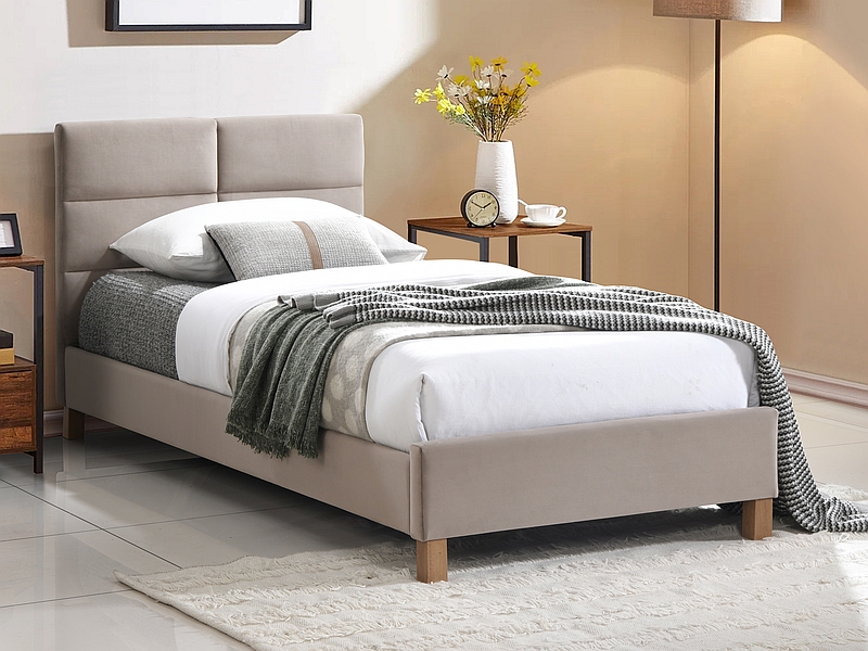 Кровать SIERRA Velvet Bluvel 28 бежевый/дуб, 90/200