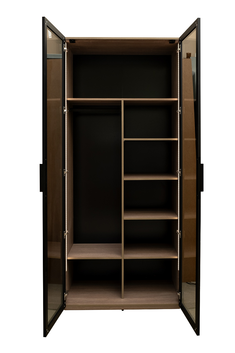 GD-10013/1-3 Шкаф Alto двухд c полками, цвет дуб Урбан Кофейный, дверцы стекло(тонир) 100*57*228.5см
