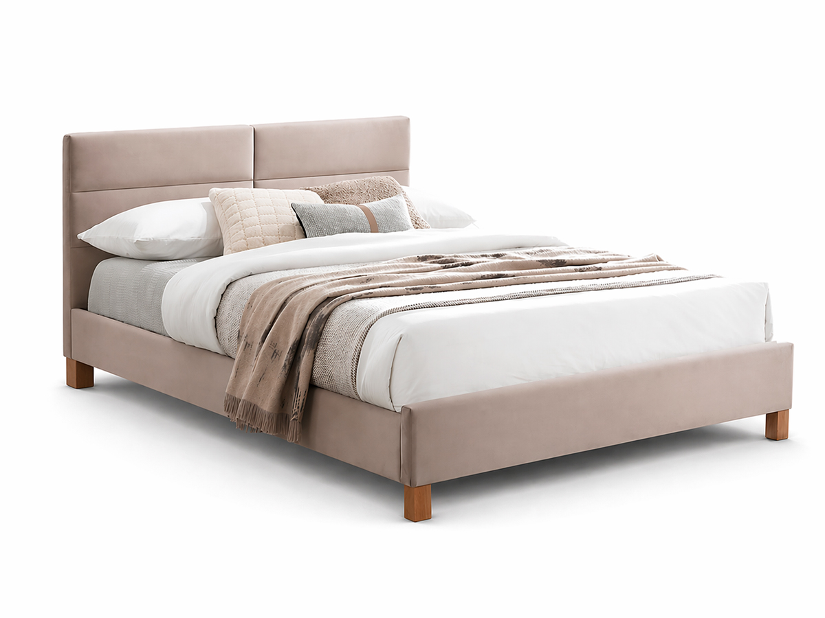 Кровать SIERRA Velvet Bluvel 28 бежевый/дуб, 140/200