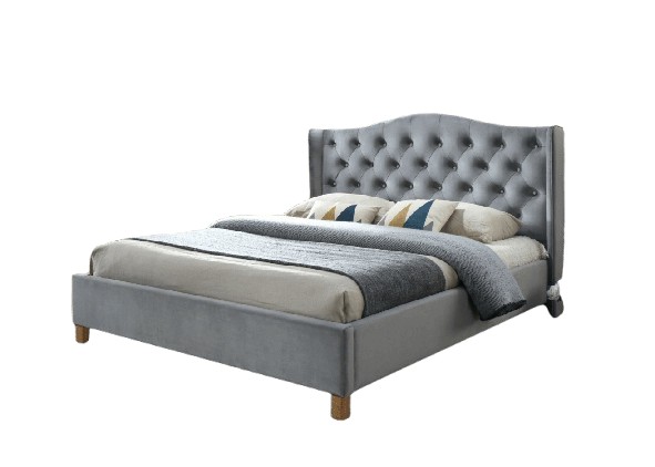 Кровать ASPEN Velvet Bluvel 14 серый/дуб 160/200