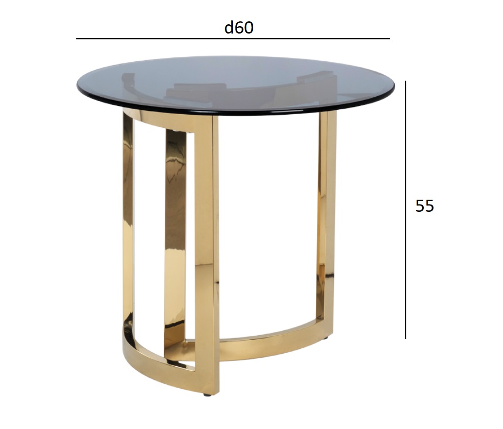 47ED-ET062GOLD Стол журнальный темн.стекло/золото d60*55см