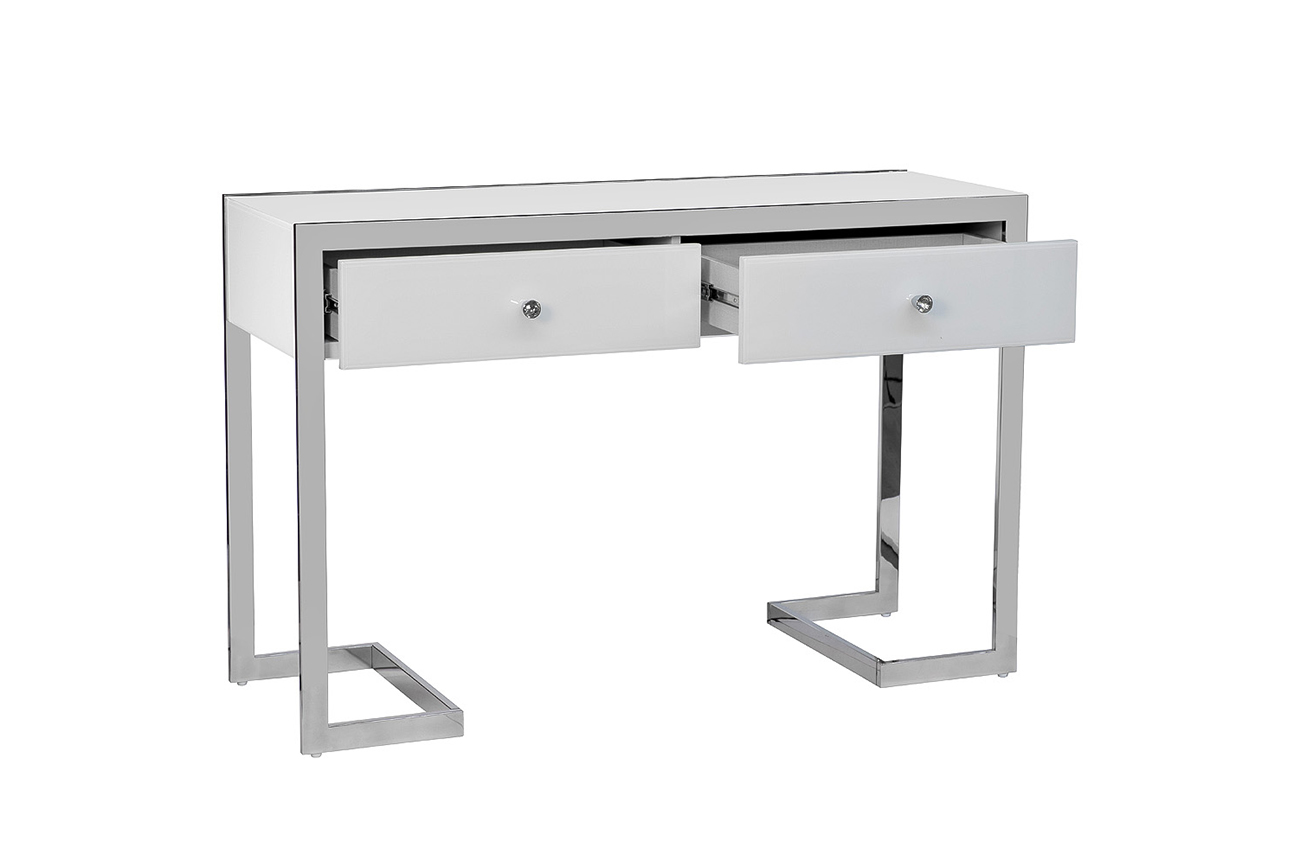 KFG103 Консоль 2 ящика белая/хром  120*42*79см