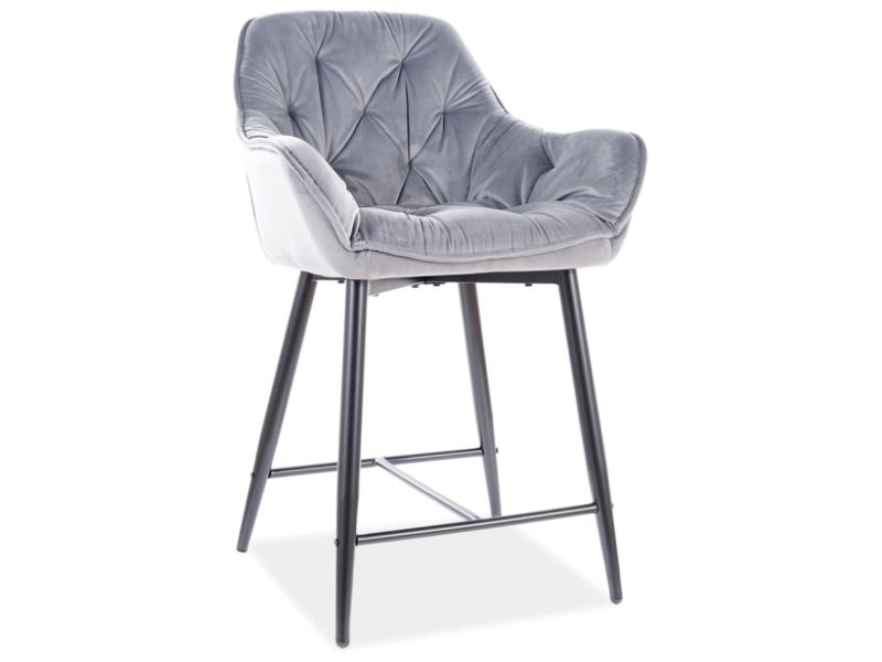 Стул барный CHERRY H-2 Velvet Bluvel 14 серый/черный
