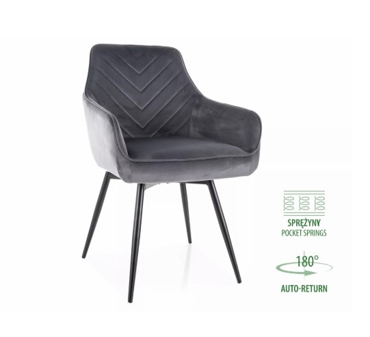 Стул SIGNAL SERVIO Velvet Bluvel 14 серый/черный, поворотный