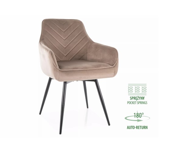 Стул SIGNAL SERVIO Velvet Bluvel 40 темно-бежевый/черный, поворотный
