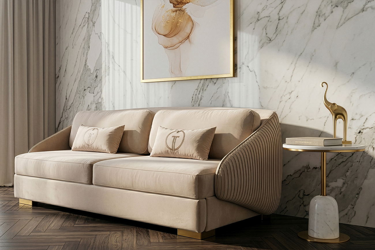 Диван Палаццо(Palazzo) 240М трехм. раскладной беж Ром07+Ром07 240*105*95см
