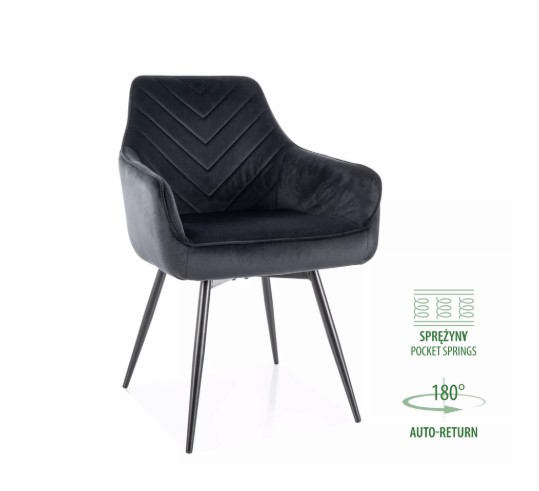 Стул SIGNAL SERVIO Velvet Bluvel 19 черный/черный, поворотный