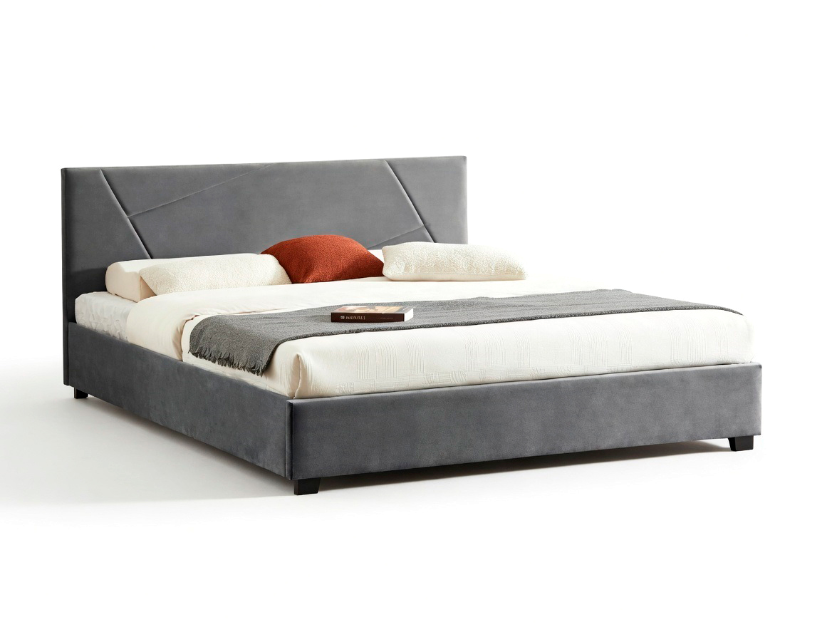 Кровать COLUMBIA Velvet tap. 192 серый, 140/200