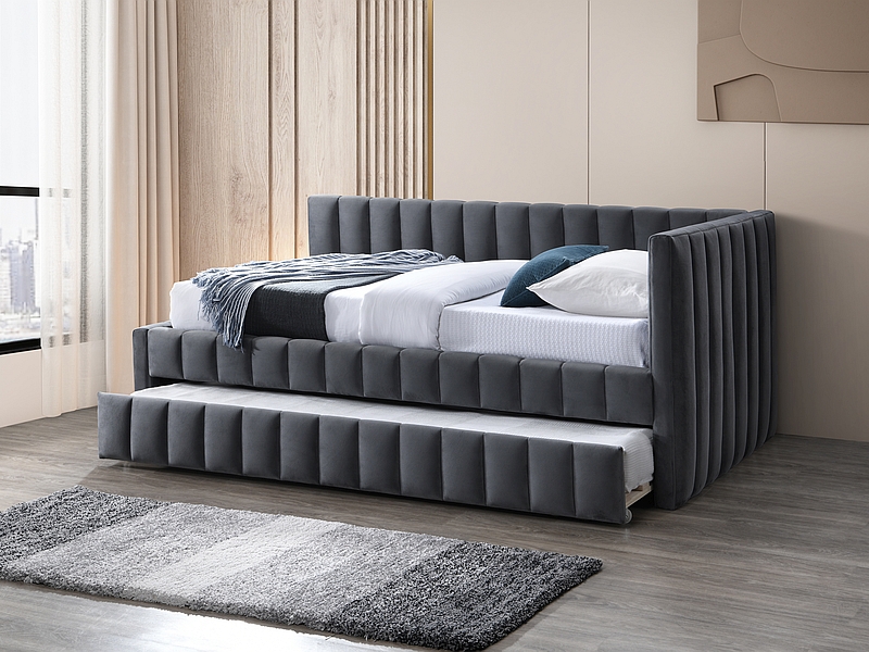 Кровать ALFIE Velvet Bluvel 14 темно-серый, 120/200