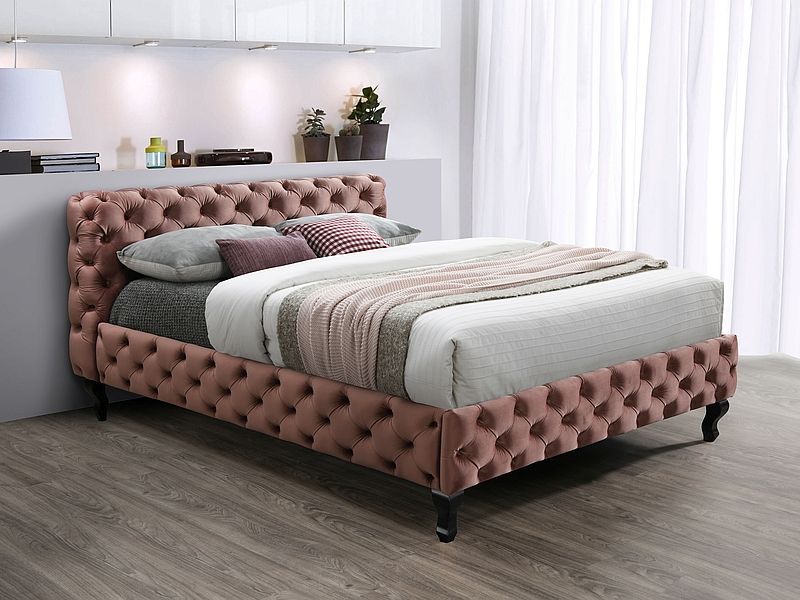 Кровать HERRERA Velvet Bluvel 52 античный розовый/венге 160/200