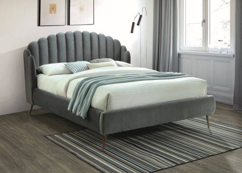 Кровать CALABRIA Velvet Bluvel 14 серый 160/200