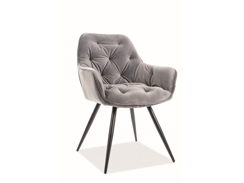 Стул CHERRY Velvet Bluvel 14 серый/черный мат