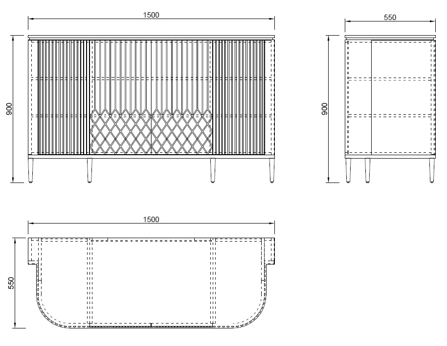 77IP-2310 Комод черный  150*55*90см
