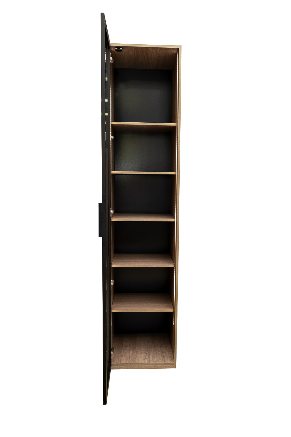 GD-10014/1-3 Шкаф Alto пенал c полками,цвет дуб Урбан Кофейный, дверцы стекло(тонир) 50*57*228.5см
