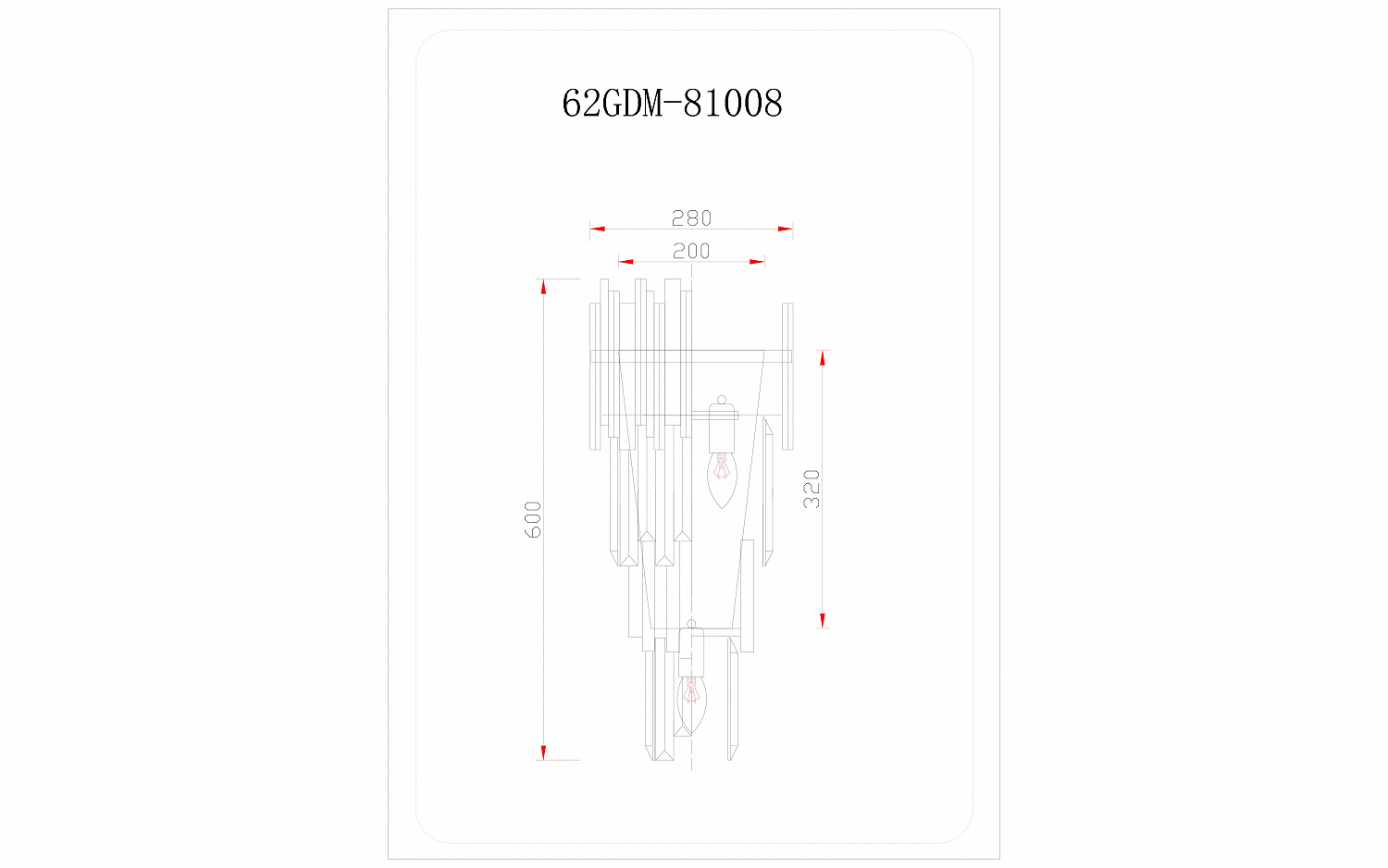 62GDM-81008 Бра Виктория (Vittoria) M золото 27*17*54см