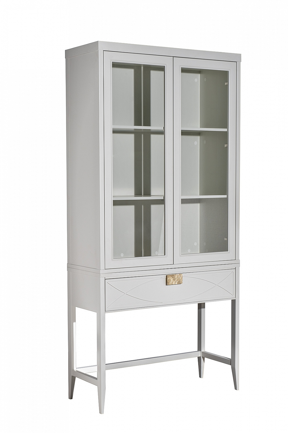 151SV-000024 Шкаф-витрина 2 стеклянных фасада с консолью с 1-м ящиком