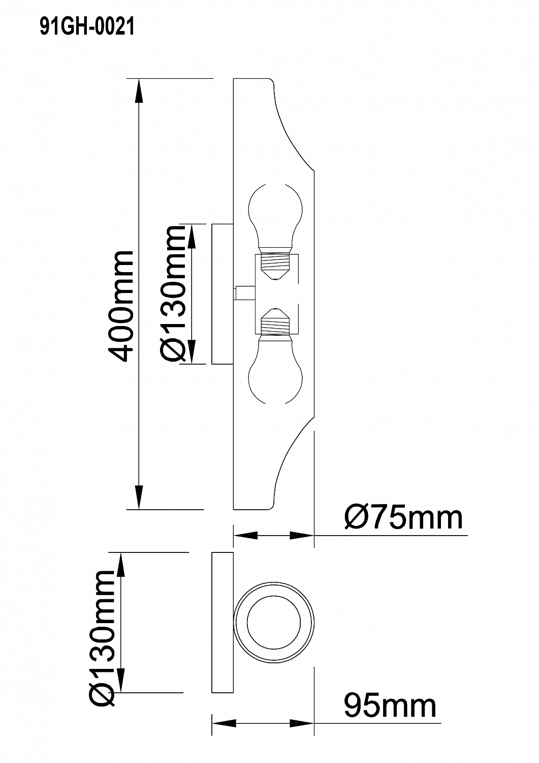 91GH-0021 Бра металлическое черное/золотое 7,5*9,5*h.40см