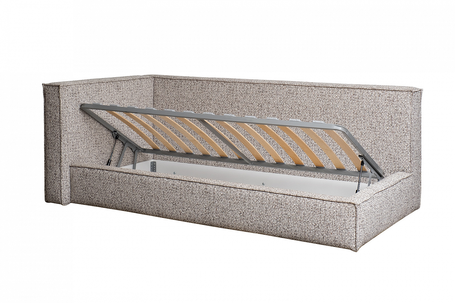 Кровать детская угловая Руна(Runa)-80 с мех шенилл серая Seppia-Ser 114*215*80см