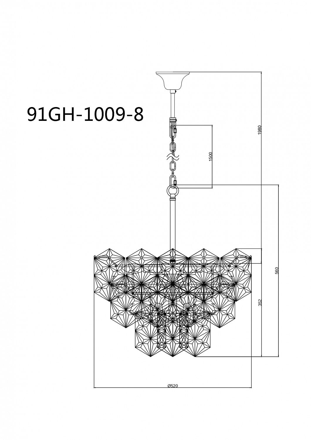 91GH-1009-8 Люстра потолочная Тендер (Tender), латунь d.51см h.61см